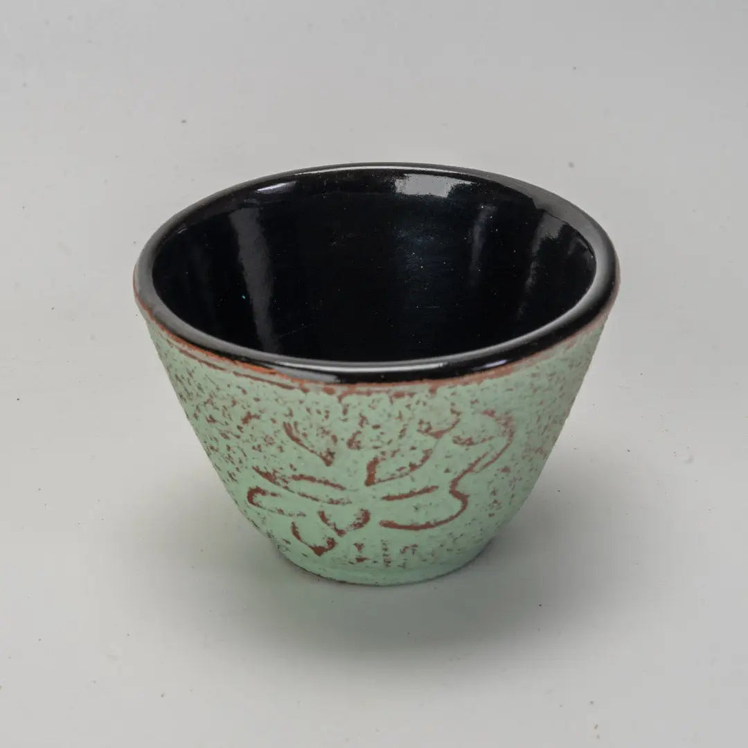 Mint Green Cast Iron Tea Set - Pot, 4 cups, infuser basket, and tea scoop