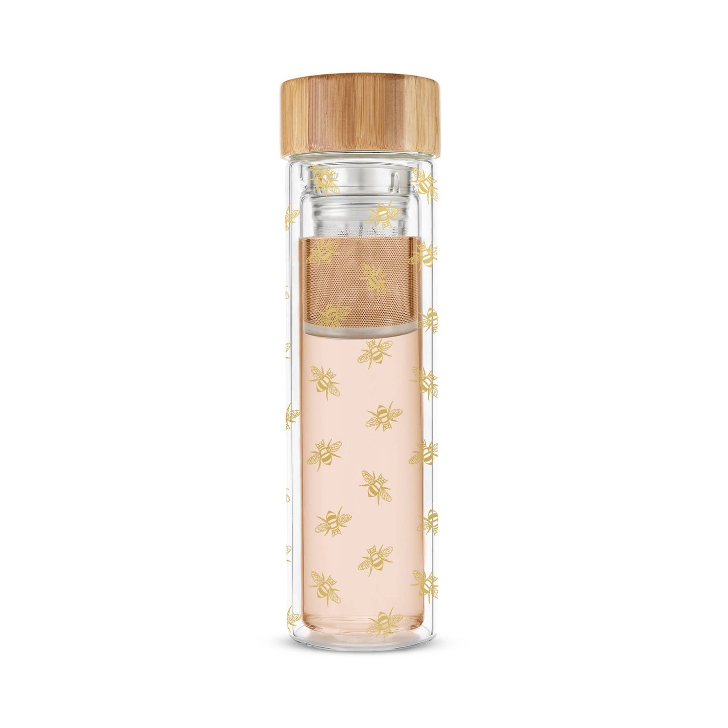 Bee Insulated Glass Travel Mug with Tea Infuser