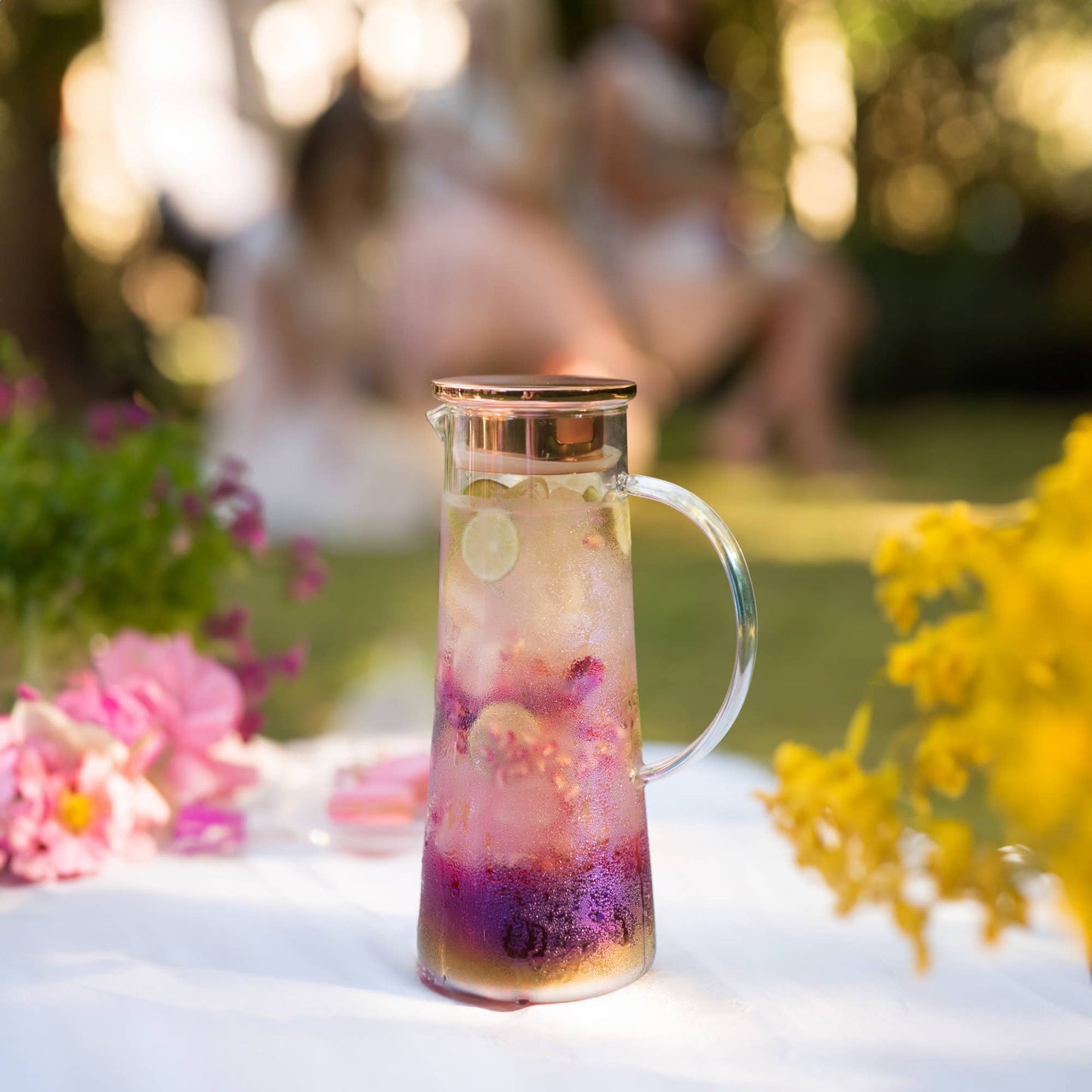 Iridescent Glass Iced Tea Carafe with Infuser 50oz